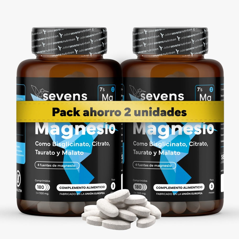 Pack 2x Magnesio Complex 4 en 1 - Con Citrato, Bisglicinato, Malato y Taurato – Sevens Nutrition