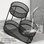 Gran Cesta de Frutas Elegante de Metal de Múltiples Niveles, Ideal para Mesa de Café en la Sala - Bandeja de Aperitivos de Lujo y Estante de Exhibición, Plato de Servir de Múltiples Capas, Centro de Mesa de Metal para Fiestas, Postres y Frutas