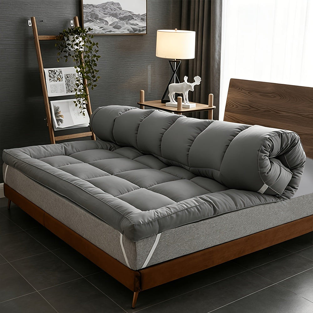Cubrecolchón, Cubrecolchón Acolchado Ajustable Extrasuave y Transpirable para Espalda, con Bandas Elásticas Fuertes, Relleno y Cubierta de Poliéster de Felpa Suave, Transpirable, Comodidad de Lujo para Todas las Estaciones para Dormitorio, Habitación de I