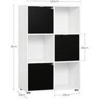 1 estantería, estantería vertical, almacenamiento para oficina en casa, archivador, 3 puertas, 6 compartimentos, estantería de estudio, 59.6X91X29Cm