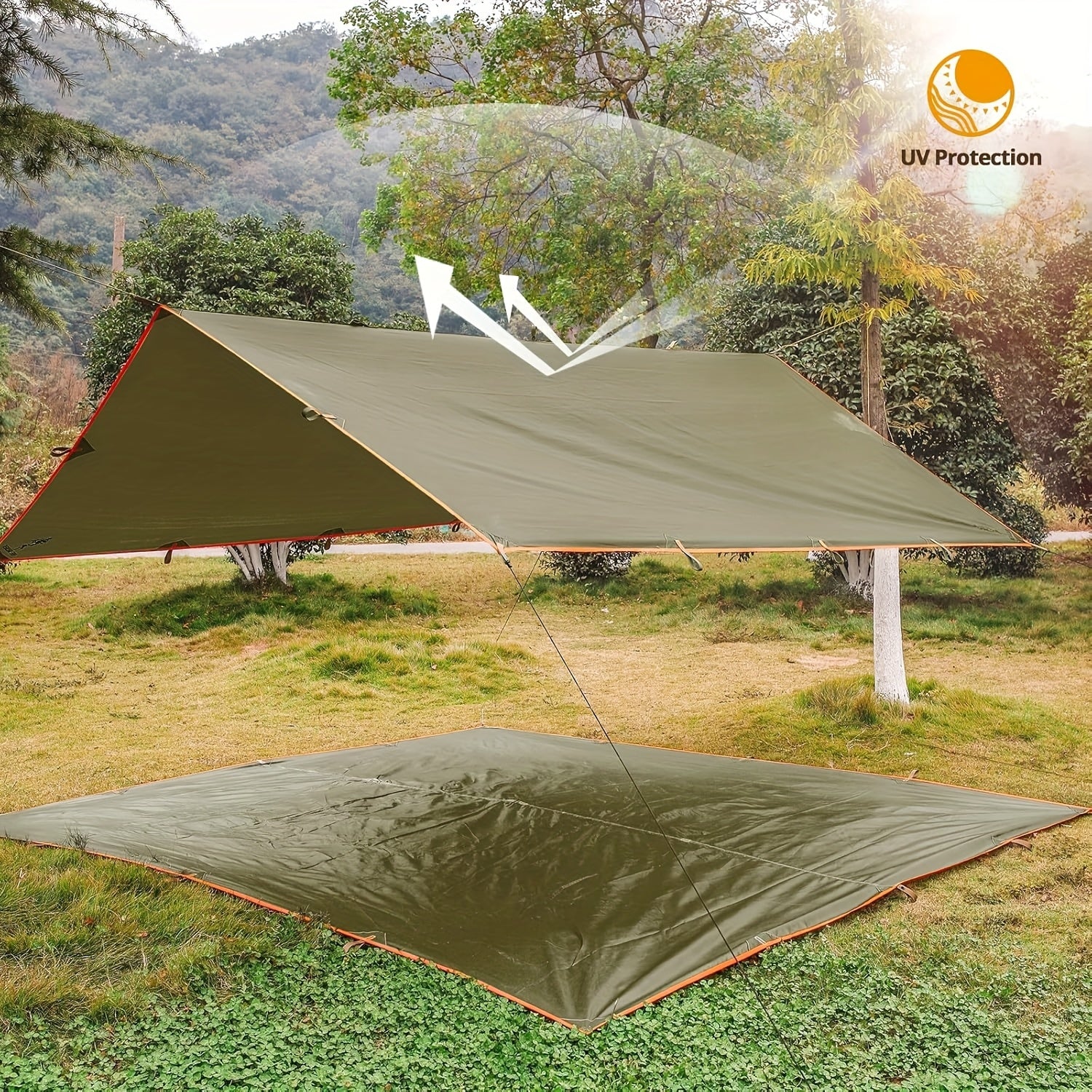 FREE SOLDIER Lona Portátil Defensor para Camping, Tienda o Hamaca Resistente, Esencial para Acampar, Senderismo y Actividades al Aire Libre, 3.05x3.05 Metros, Ideal para 4 o 6 Personas