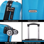 Maleta Cabina ABS 55x40x20cm (44L)- 20 Pulgadas - Negro/Azul/RosaDorado/Plateado/Amarillo/Rojo/Turquesa/Verde/Menta/Morada