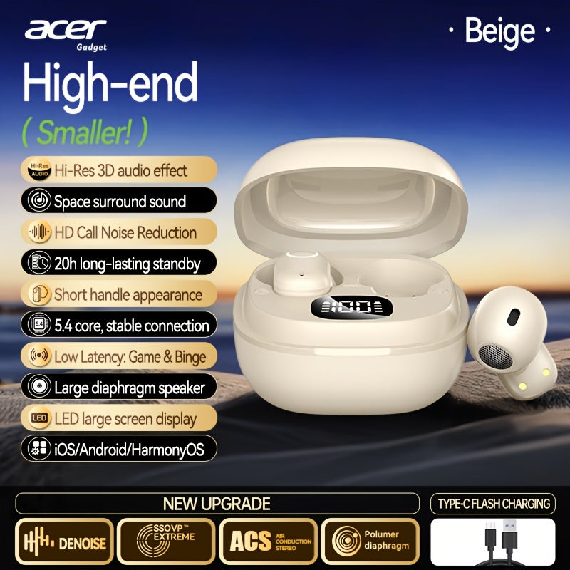 Auriculares Bluetooth | [Acer Modelo Nuevo 2026] Auriculares Inalámbricos TWS, Estéreo con Graves Potentes + Reducción de Ruido en Llamadas
