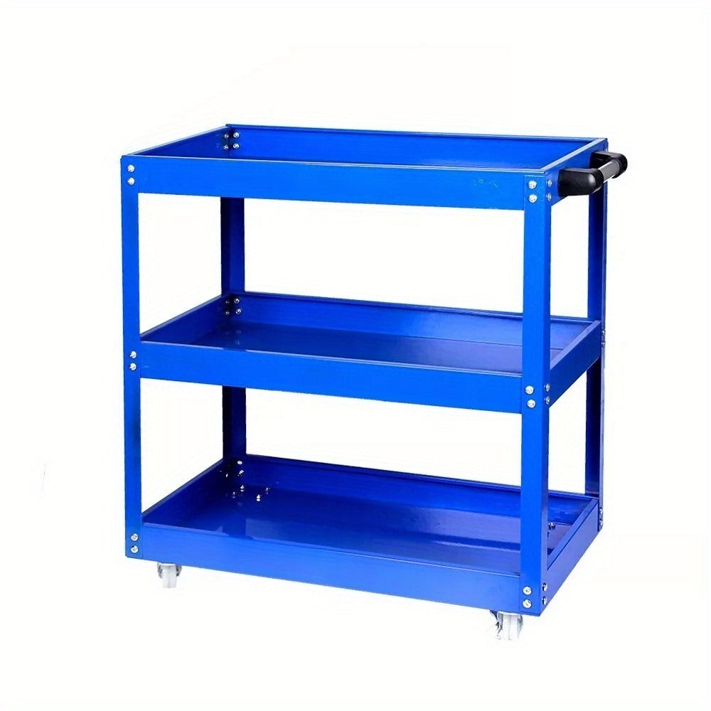 Almacenamiento de herramientas, carrito de garaje resistente, taller, estante de ruedas de 3 niveles, azul, estantes utilitarios