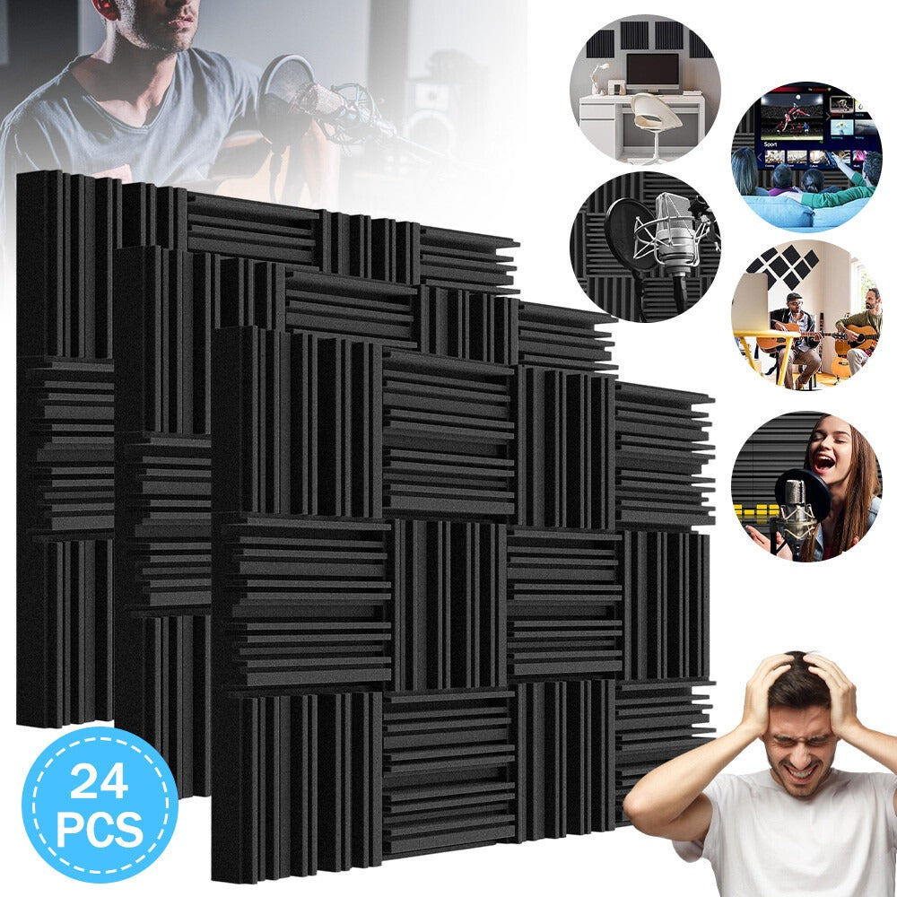 24X tapetes absorbentes de espuma acústica autoadhesiva anidada para insonorización de 30*30 cm