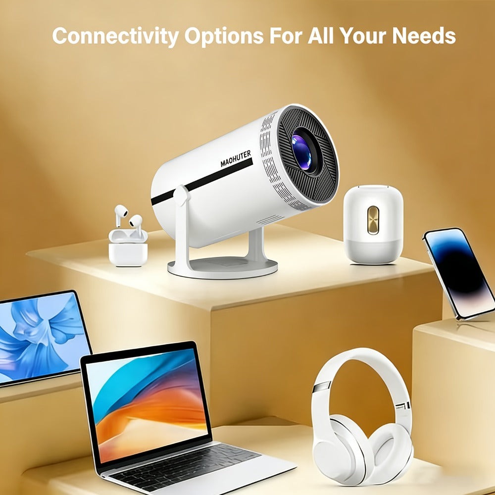 Proyector inteligente 4K Full HD, proyector sin varillas con WiFi y Bluetooth, compatible con 1080P, rotación de 180 grados, altavoces integrados, apto para iPhone/Android 11.0/sistema, compatible con Netflix y YouTube