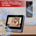 1pc Timbre Inalámbrico con Cámara Sin WiFi, Video Intercomunicador Inalámbrico con Pantalla IPS de 10.92cm, Lente Gran Angular, Audio Bidireccional, Visión Nocturna, Para Seguridad en el Hogar