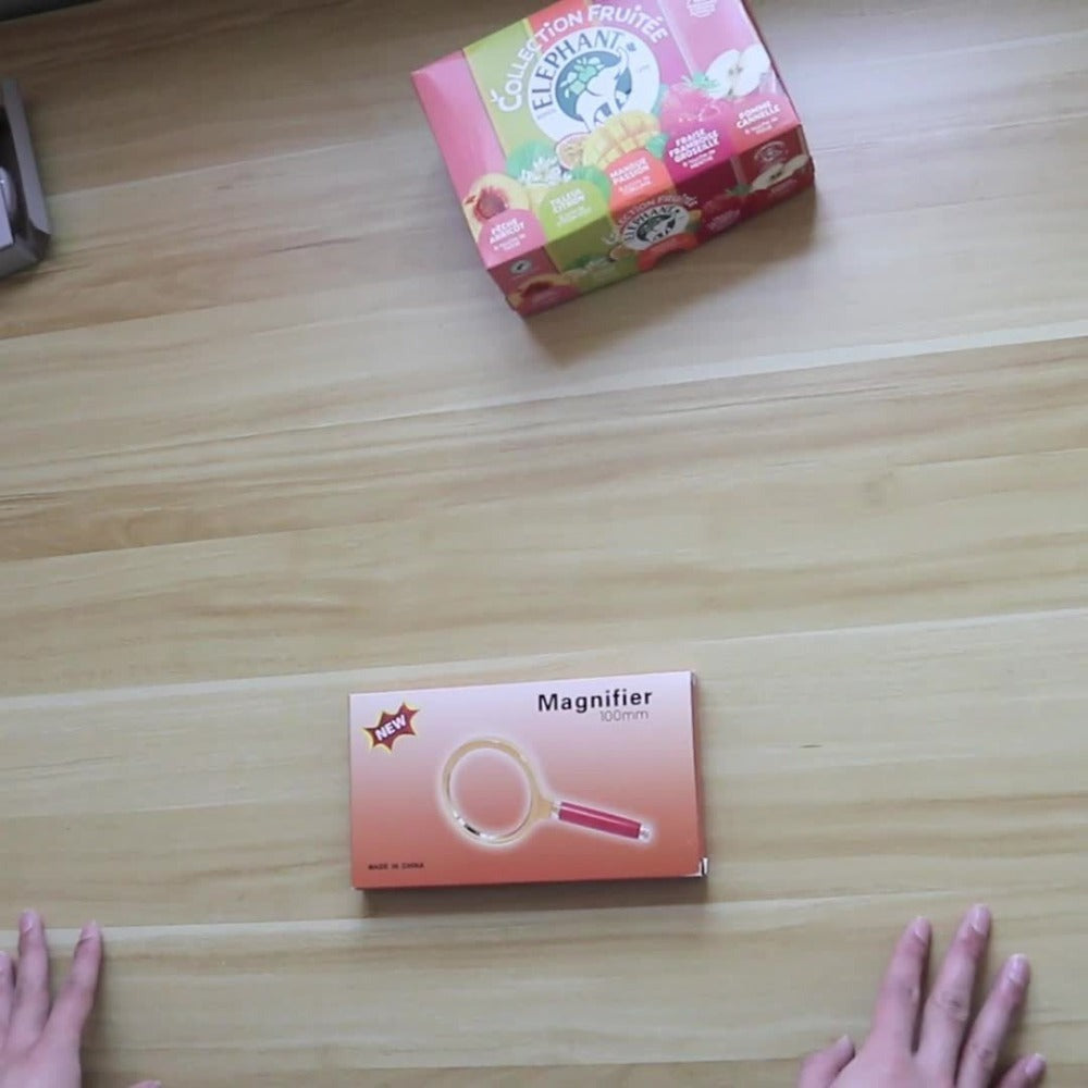 Juego de lupa de mano y mini lupa plegable (paquete de 2), lupa de mano de aumento 10X - Lente de vidrio HD y mango de madera, para ciencia, lectura de libros, inspección (sin batería)