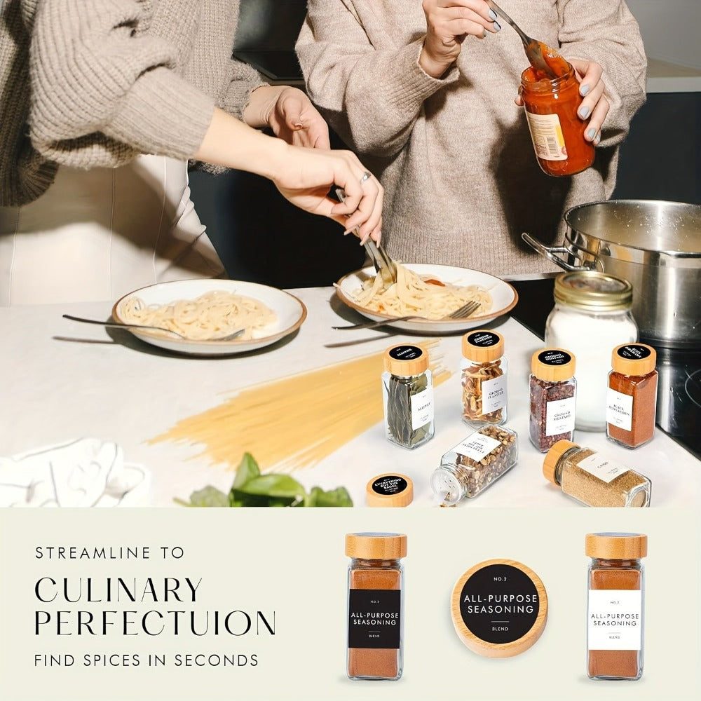 15/24/36 frascos para especias con papel de etiqueta y tapa, 4 oz, botellas vacías para especias con embudo plegable, recipientes de vidrio para condimentos, frascos de almacenamiento, accesorios de cocina para restaurantes comerciales, frascos para condi