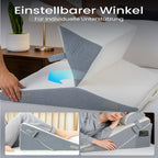 Almohada de Cuña Ajustable para Reflujo Ácido y Apnea del Sueño - Cama y Sofá con Soporte para Cabeza/Piernas y Espalda para ERGE, Ronquidos, Noches - Almohadas de Espuma de Alta Densidad para Leer y Ver TV