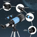 Telescopio astronómico con trípode | Luna, estrellas y observación familiar