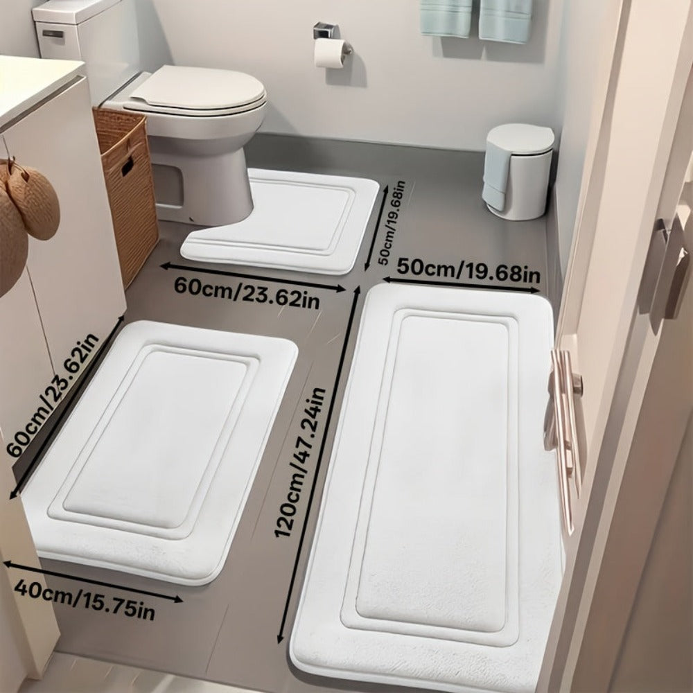 Juego de 3 alfombras antideslizantes para baño, tapete de baño grueso súper absorbente, almohadilla suave de secado rápido, con tapete de inodoro en forma de U, tapete para piso de baño, tapete de ducha, bañera, habitación de ducha, suministros de baño, d