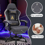 Silla de Oficina con Reposapiés, Silla Ergonómica, Silla Giratoria Ajustable con Soporte Lumbar, Silla de Oficina en Piel PU