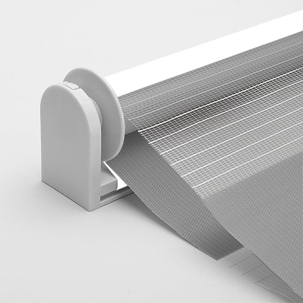 Persianas enrollables dobles Sekey con fijación de clip (no requiere taladrar) para ventanas, persianas enrollables dobles de dos tonos, persianas enrollables duo, protección solar, blanco y gris claro, marrón claro y gris-marrón, verde y verde claro