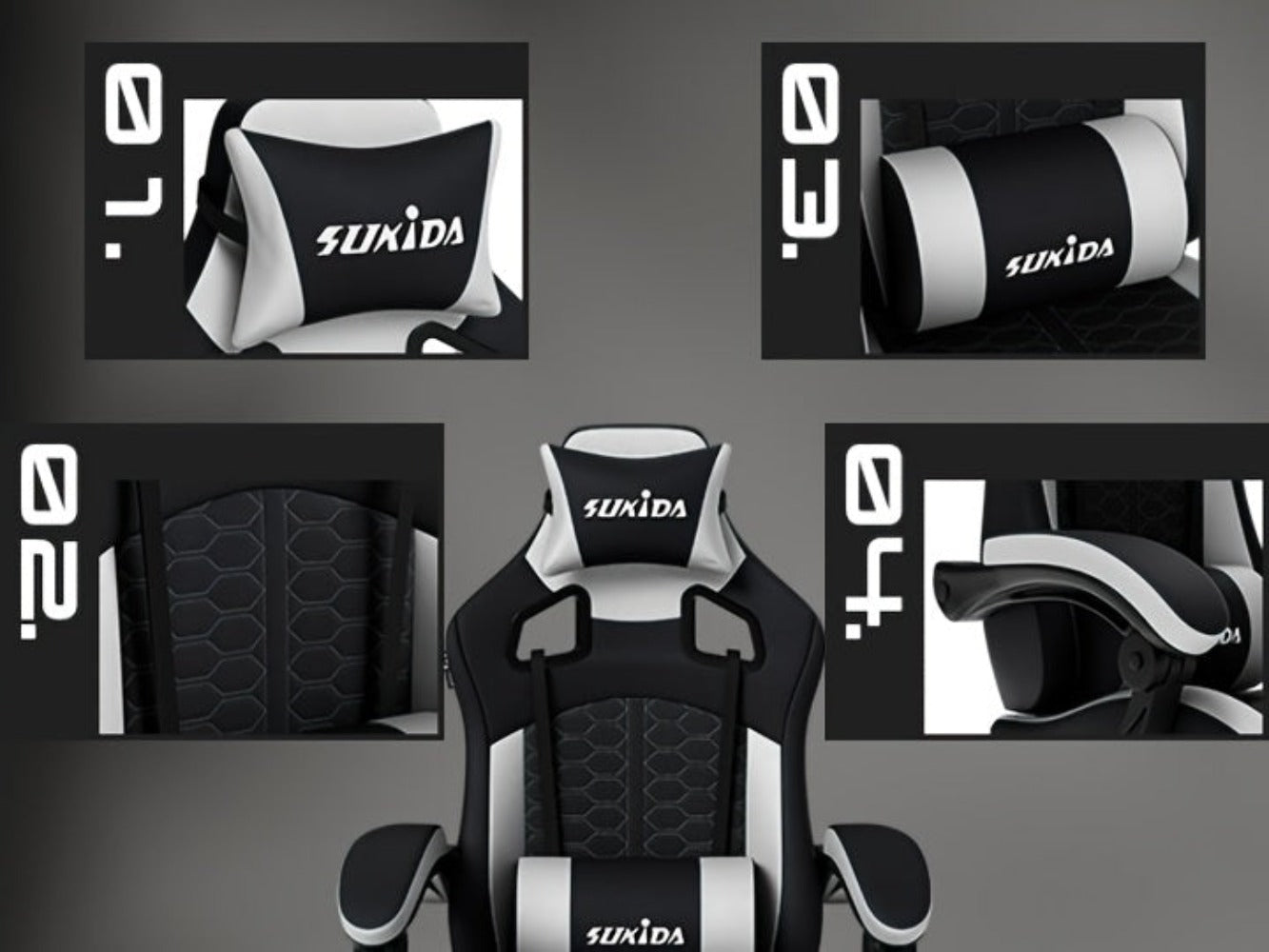 Silla Gaming, Silla Esports, Silla Gaming Ergonómica con Reposapiés, Silla Gaming de Carreras con Reposacabezas Ajustable, Silla de Ordenador con Altura Ajustable y Soporte Lumbar, Adecuada para Oficina en Casa y Gaming, Beige, Azul, Negro, Rojo, Naranja