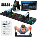 Tabla de flexiones multifuncional plegable，Entrenador de flexiones multifuncional plegable y portátil con asas antideslizantes y 2 bandas de resistencia. Diseño antideslizante, desmontable y fácil de guardar.barra de empuje para gimnasio en casa, manija d
