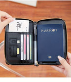 Portapassaporte RFID con cremallera y correa de muñeca, bolsa de almacenamiento multifuncional portátil para viajes, pasaporte y documentos, tarjetero