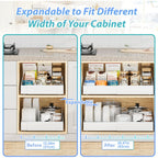 Organizador de gabinete extraíble, estante de almacenamiento resistente y expandible con cajones deslizantes, sin necesidad de taladrar, organizador para cocinas y baños, estante deslizable, extensible 31-52 cm (, blanco)