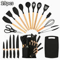 Juego de 19 Piezas de Cuchillos de Cocina con Bloque de Ventilación en Varios Colores. Incluye Cuchillo de Chef, Cuchillo de Carnicería, Cuchillo para Pan, Cuchillo Multiusos, Cuchillo para Frutas y Herramientas de Cocina. Hojas de Acero Inoxidable Premiu