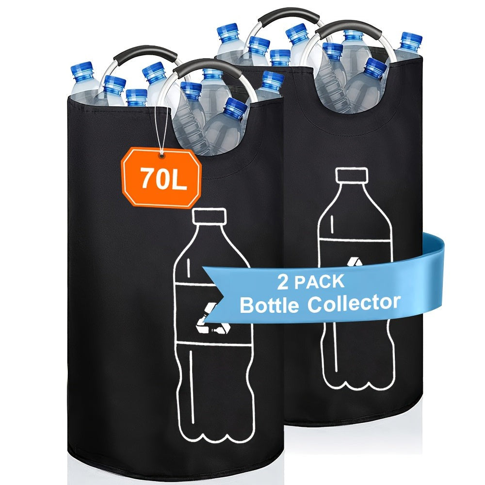 Cubo de Reciclaje Plegable de 100L y 70L, Material de Nylon 900D, con Bolsa Extraíble - Organizador de Basura de Tela Oxford Negra de Gran Capacidad, para Reciclaje de Vidrio, Plástico, Metal y Botellas Vacías, Almacenamiento para Cocina y Lavandería