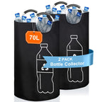 Cubo de Reciclaje Plegable de 100L y 70L, Material de Nylon 900D, con Bolsa Extraíble - Organizador de Basura de Tela Oxford Negra de Gran Capacidad, para Reciclaje de Vidrio, Plástico, Metal y Botellas Vacías, Almacenamiento para Cocina y Lavandería