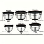 Juego de Tazones para Mezclar de Acero Inoxidable con Cubierta Sellada, Accesorio Rallador, Fondo Antideslizante - 26 piezas Tamaños 5QT, 4.5QT, 3QT, 2.5QT, 2QT, 1.5QT - Ideal para Mezclar y Servir