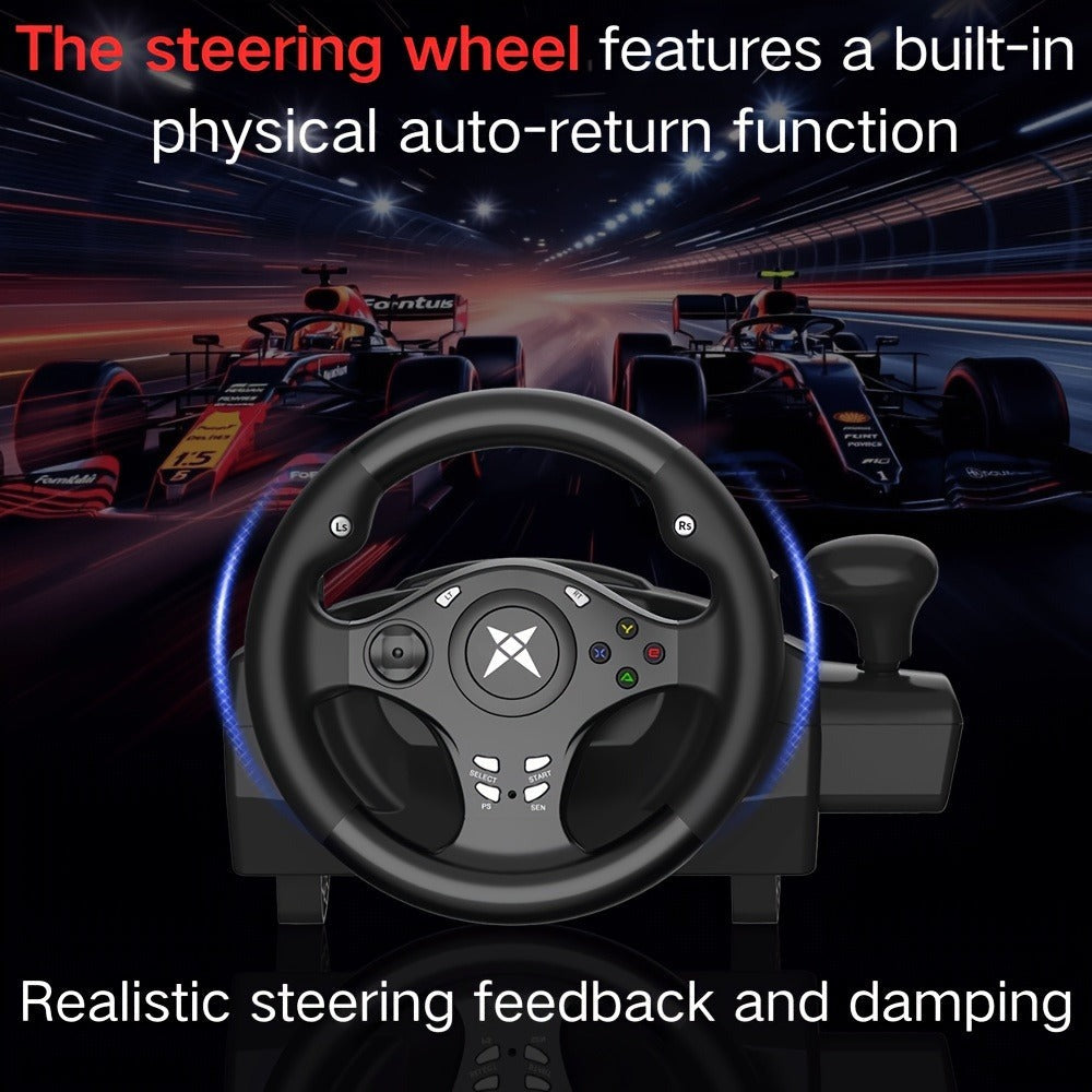 Volante de juego de carreras NBCP con pedales, volante de 270° con retroalimentación de fuerza, para PC, PS4/PS3, Android, simulador de carreras Real Racing