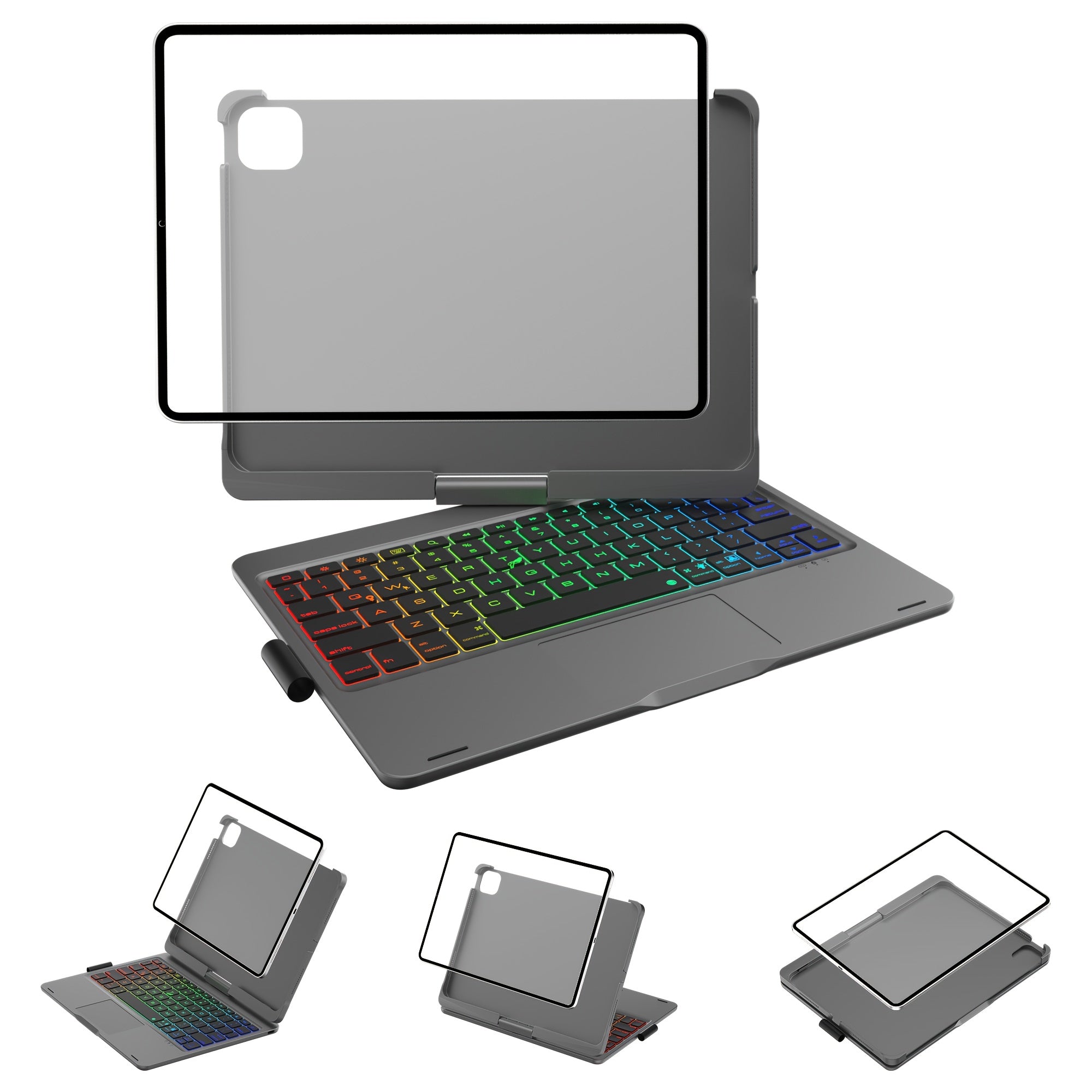Funda con teclado giratorio para iPad para escritura, estudio y trabajo móvil