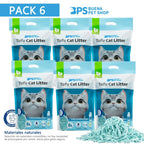 Arena de Tofu para Gatos 6L - Sin Polvo Fácil de Aglomerar y Controla Olores - y Segura para Gatitos - Pack de 6 Bolsas