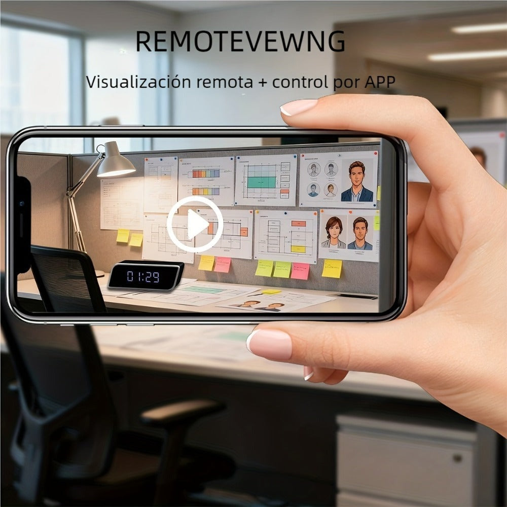 Cámara de Reloj Rectangular Inteligente, Cámara Inalámbrica Wifi 1080P con Visión Nocturna, Detección de Movimiento y Visualización Remota, Cámara de Vigilancia para Bebés/Personas Mayores/Mascotas, Seguridad Interior para el Hogar, Decoración de Escritor