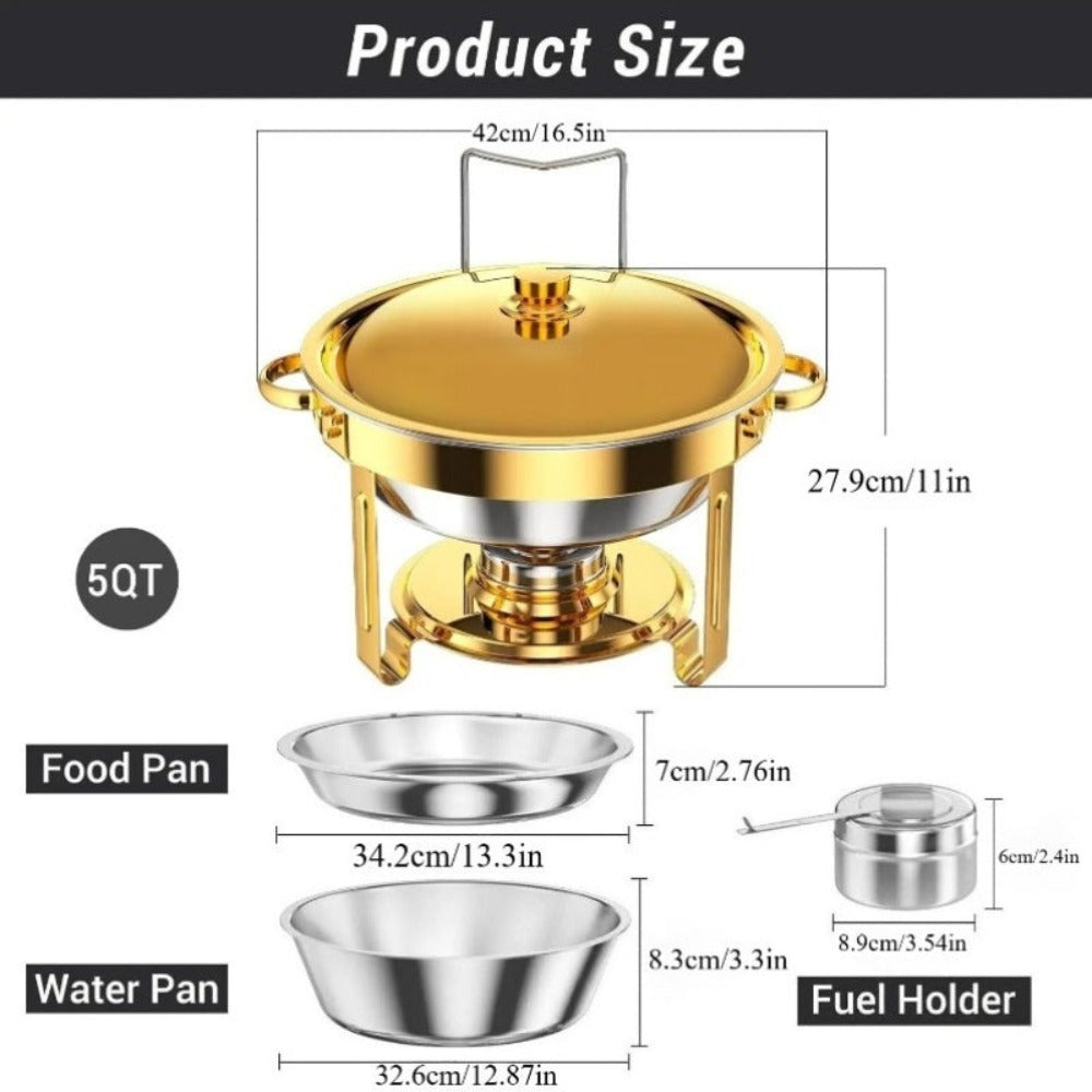 Enfriador de Alimentos de Acero Inoxidable Dorado 1/2/4/6, Contenedor de Catering para Buffet con Tapa para Boda/Banquete de Año Nuevo, Exclusivamente para Cocinar (exclusivamente para cocinar)