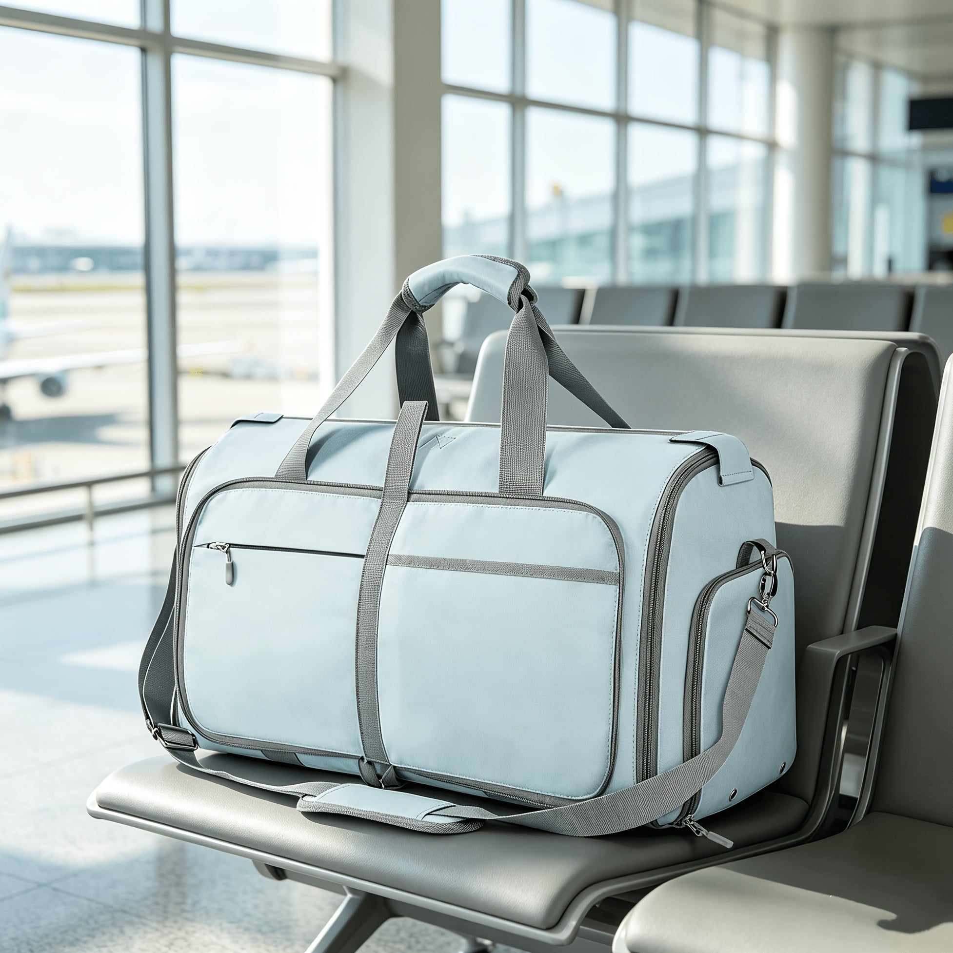 Funda de ropa de viaje colgante convertible con compartimento para zapatos y maleta de alta calidad, adecuada para guardar vestidos sin arrugas, bolso de mano portátil para pernoctar con almacenamiento para zapatos, colgante para vestidos, trajes, transpo