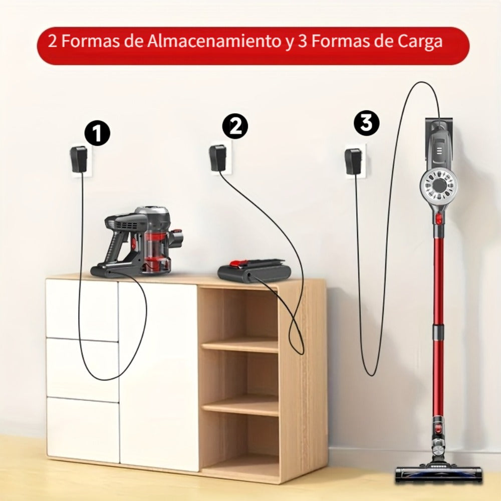 Aspiradora de mano inalámbrica recargable, alta potencia de succión de 45 KPa para uso doméstico, autonomía de la batería de hasta 40 minutos, depósito de polvo grande de 1.2L, manguera telescópica ajustable de 10 niveles, adecuada para alfombras, pelo de