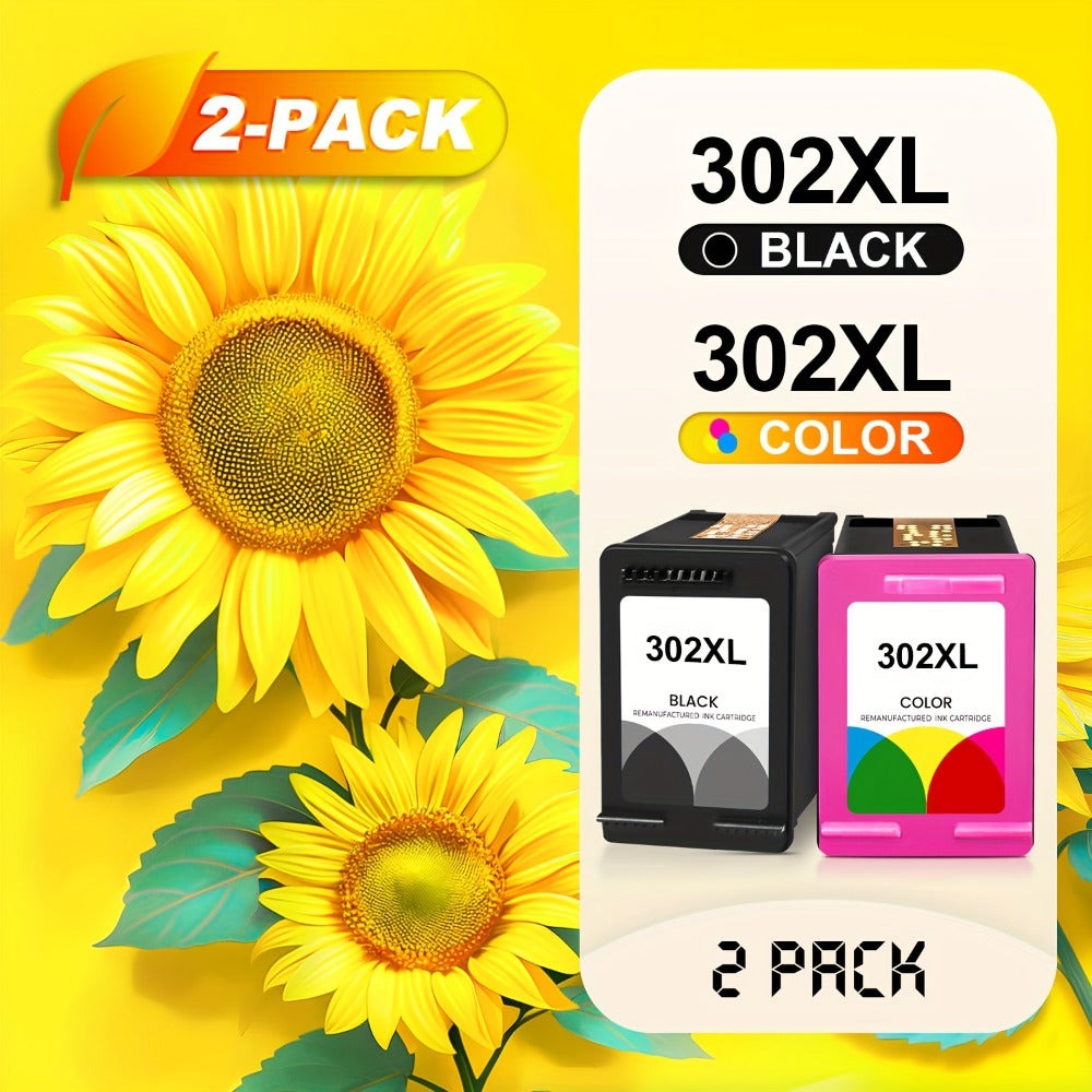 Cartuchos de tinta 302XL compatibles con tinta de impresora 302 negra y tinta de impresora tricolor. Los cartuchos de tinta 302 funcionan con las impresoras Deskjet 1110, 1111, 1112, 2130, 2131, 2132, 2133, 2134, 2136, 3630, 3632, 3633, 3634, 3636, 3637,