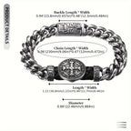 Correa de San Benito: Cadena Cubana de Acero Inoxidable de 9 Pulgadas con Medalla de San Benito - Correa Católica para Hombres, Cadena Pesada Plateada Estilo Biker