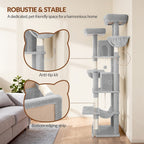 Rascador Grande para Gatos, Rascador de 216 Cm, Gatos Grandes, Estable con Rascadores, 2 Casas Cómodas para Gatos, 2 Perchas, 2 Cestas, Hamaca, Para Uso en Interiores