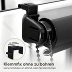 Persiana Blackout Sekey sin perforaciones, fijación con abrazadera, 55 cm de ancho, persiana lateral, protección contra el calor, pantalla de privacidad y protección solar, montaje en pared, montaje en techo, persiana con abrazadera para ventanas y puerta
