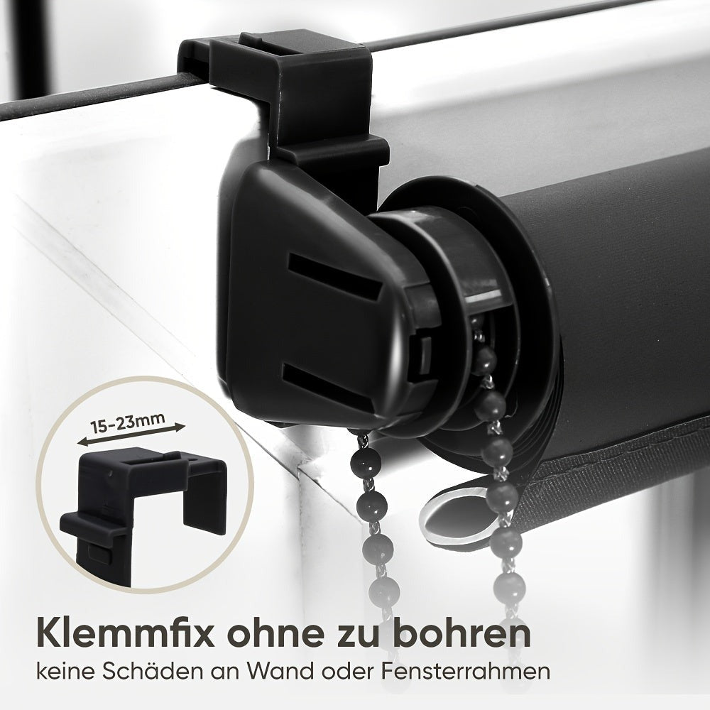 Persiana Blackout Sekey sin perforaciones, fijación con abrazadera, 55 cm de ancho, persiana lateral, protección contra el calor, pantalla de privacidad y protección solar, montaje en pared, montaje en techo, persiana con abrazadera para ventanas y puerta