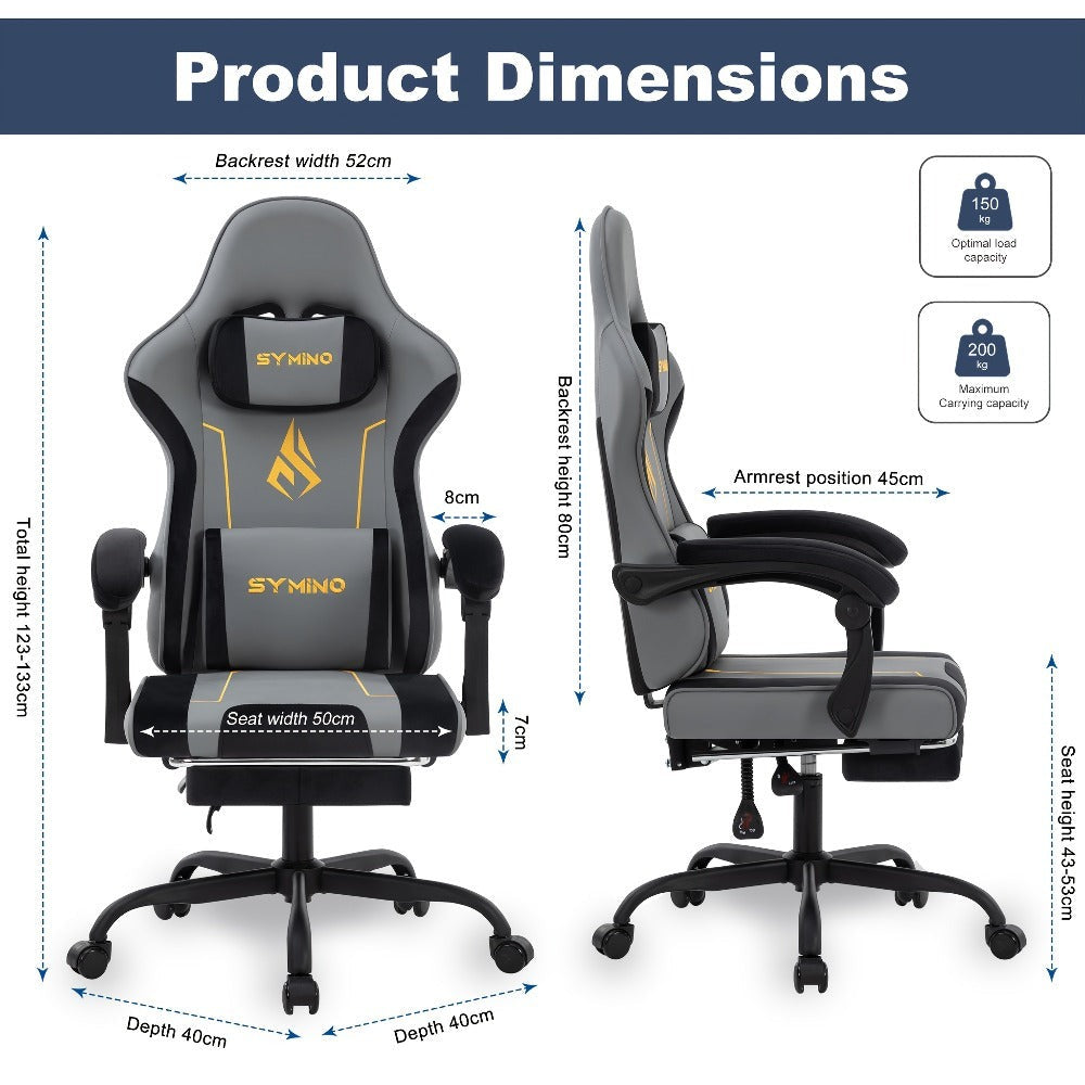 Silla de Oficina Ergonómica SYMINO, Ajustable, Cómoda, Cojín de Látex, Adecuada para Uso en Oficina, Reduce la Fatiga Durante el Sentado Prolongado, Altura Ajustable