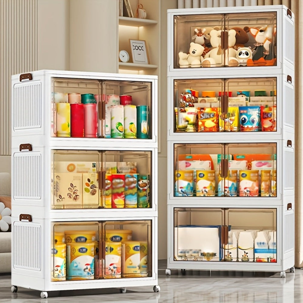 Locker infantil extragrande de 45 cm con puertas con ruedas - Taquilla plegable para dormitorio y guardería para guardar desorden, documentos, juguetes, bocadillos y cajones de plástico para almacenamiento, locker infantil multicapa