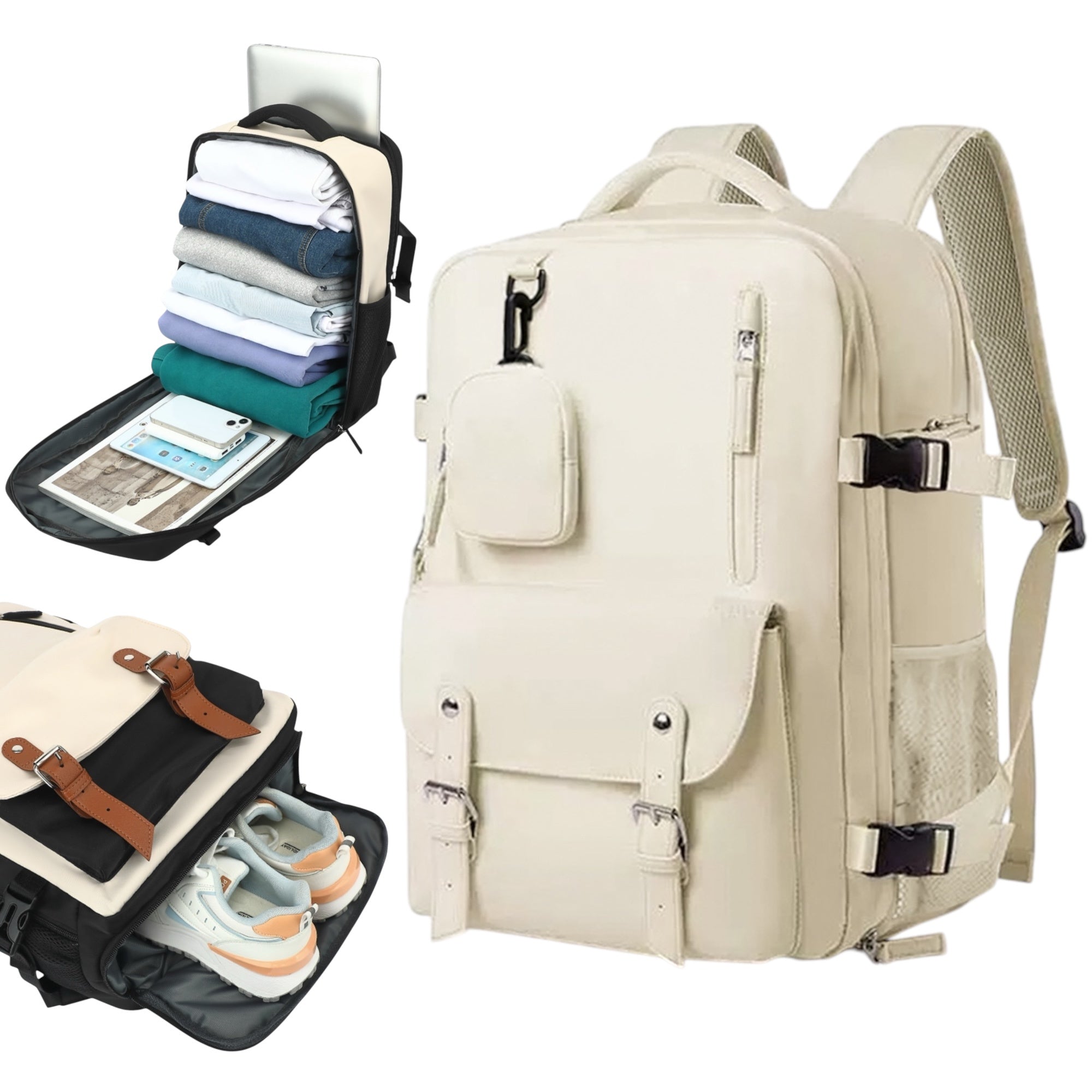 Mochila de Viaje para Cabina de Avion 43x30x18 para Vuelo Barato, Equipaje de Mano y Espaciosa con Compartimento para Zapatos y Mochila Antirrobo Multifuncional para Viajes (266)