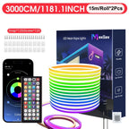 Tira de Luz LED RGB Neon de 30m/20m/15m/10m/5m con Sincronización Musical, Tira Flexible de 24V con Aplicación y Control Remoto, Tira de Luz Exterior IP"67", Ideal para Dormitorio, Habitación y Decoración Exterior