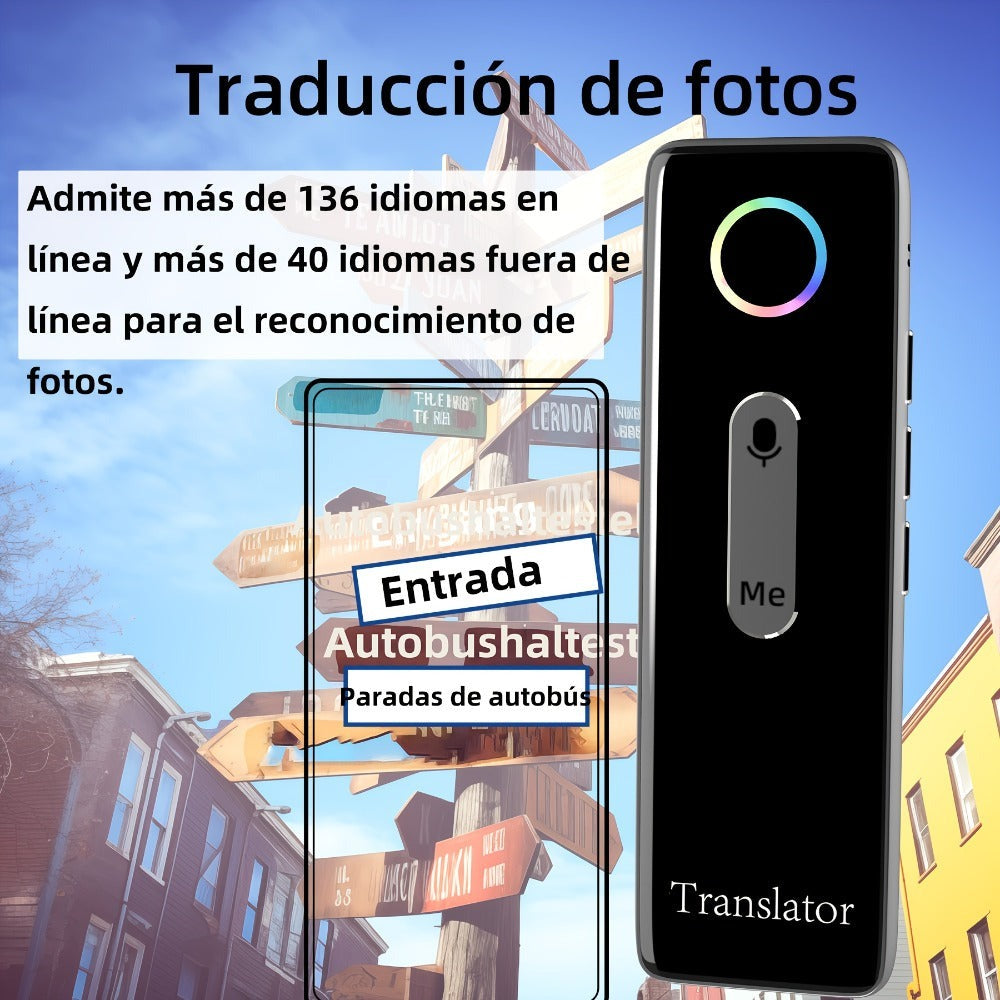 Gadget de traducción de idiomas compacto, traductor bidireccional instantáneo, aplicación de traducción de voz en línea, compatible con 136 idiomas, dispositivo de traducción altamente preciso para viajes, negocios y educación
