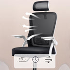 Silla de Oficina, para Gaming, Escritorio Ergonmica con Reposacabezas, Ajustable y con Soporte Lumbar Respaldo de Malla Transpirable Reposabrazos Abatibles de 90 Giratoria 360 (SF168-001)