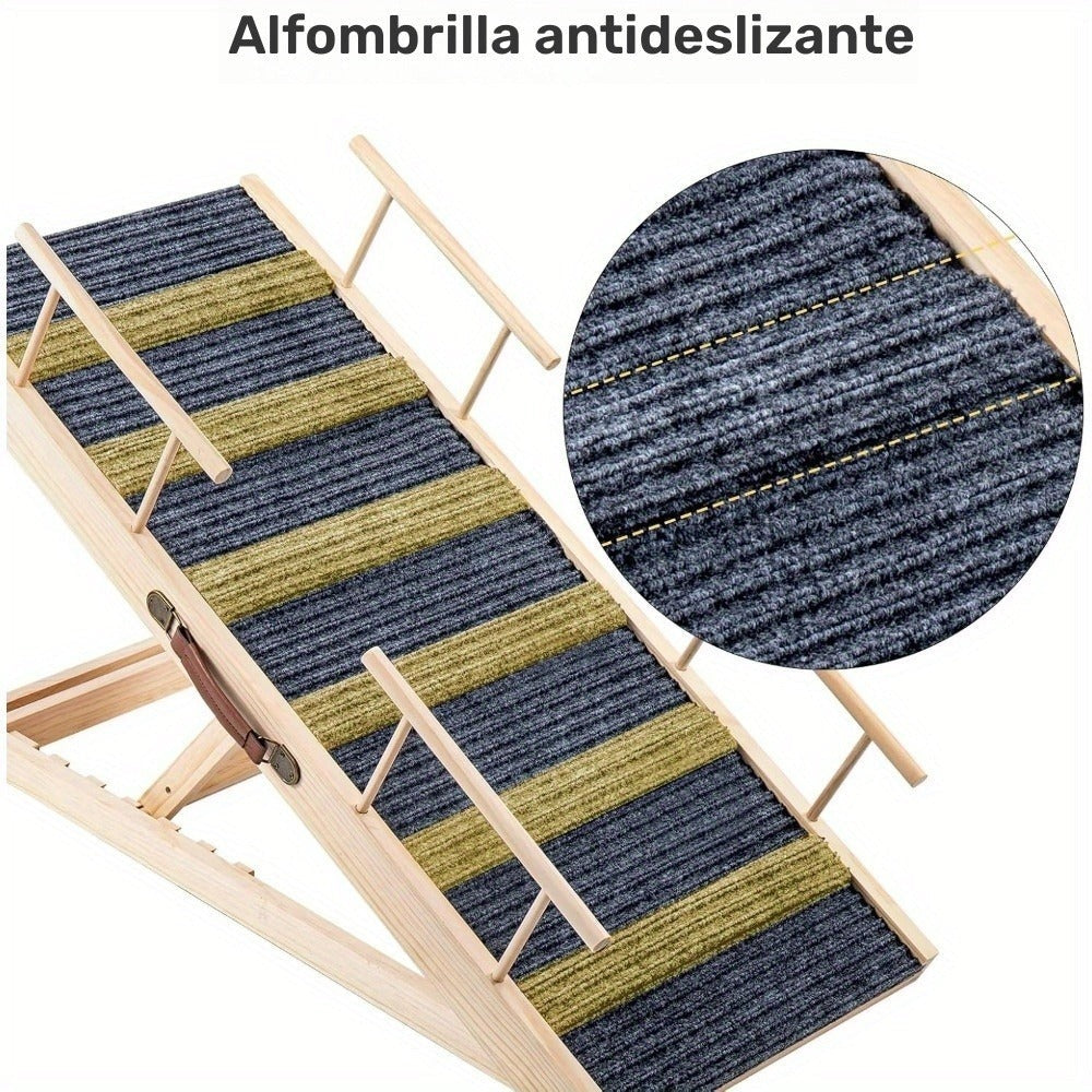 Escaleras y Rampas para Perros Plegables y Ajustables en Altura, Antideslizantes, Capacidad de Carga Hasta 80 kg, Rango de Ajuste de Altura de 30 cm a 60 cm