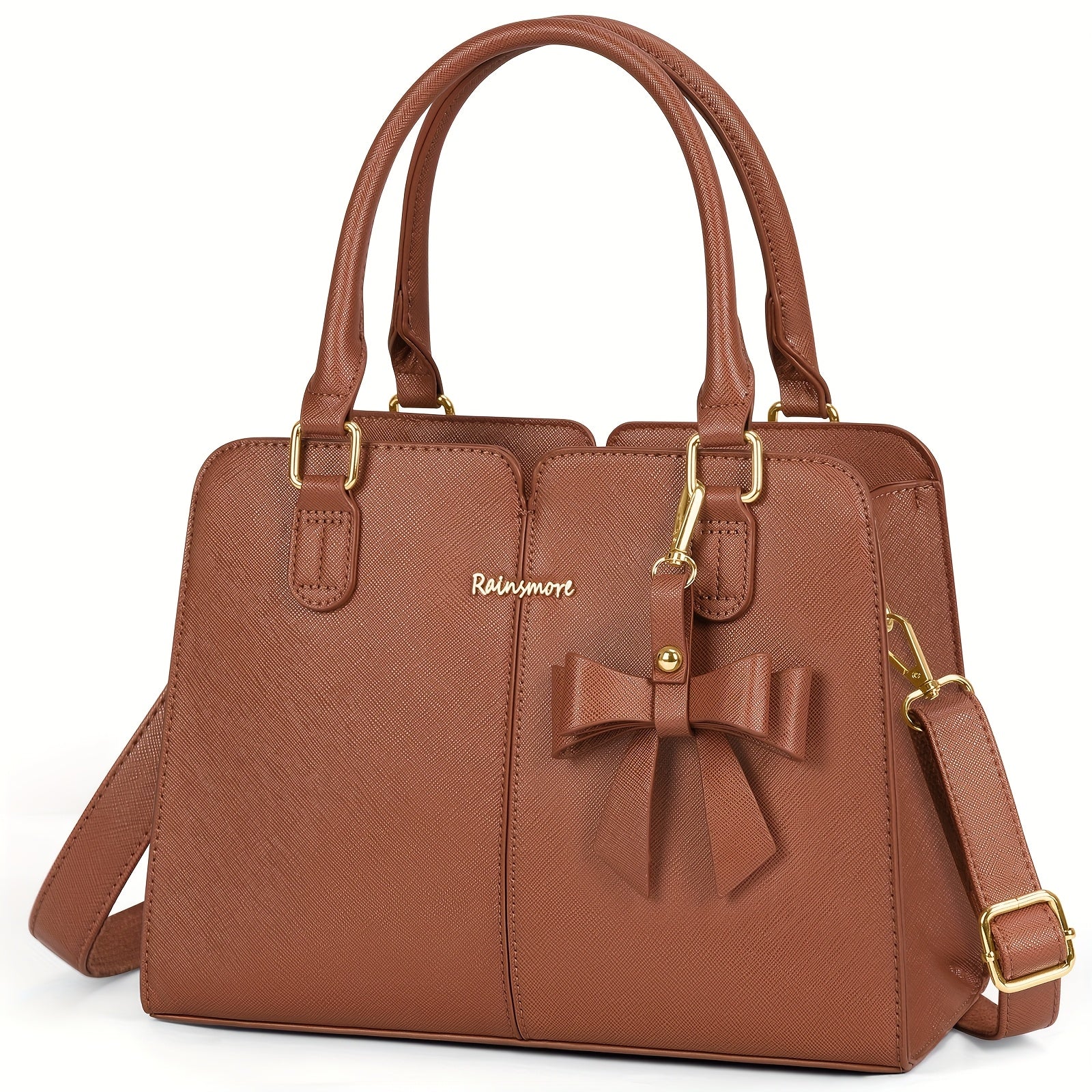 RAINS MORE Bolso de Mano Mediano para Mujer de Cuero Sintético, Bolso de Moda Antirrobo para Mujer, Bolso de Hombro, Bolso Cruzado, Adecuado para el Trabajo, Negocios y Ocio
