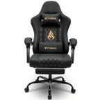 Silla de Oficina con Reposapiés, Silla Ergonómica, Silla Giratoria Ajustable con Soporte Lumbar, Silla de Oficina en Piel PU