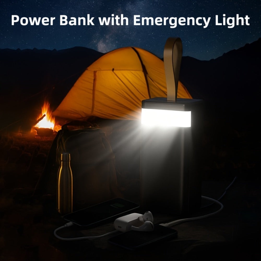 Batería Externa de 100000Mah | Ultra Alta Capacidad y Carga Segura | Pantalla LED y Correa de Cuero | Carga Rápida Multi-Dispositivo | Protección contra Sobrecalentamiento y Sobrecarga | para Android y iOS | Batería de Respaldo de Energía de Emergencia pa