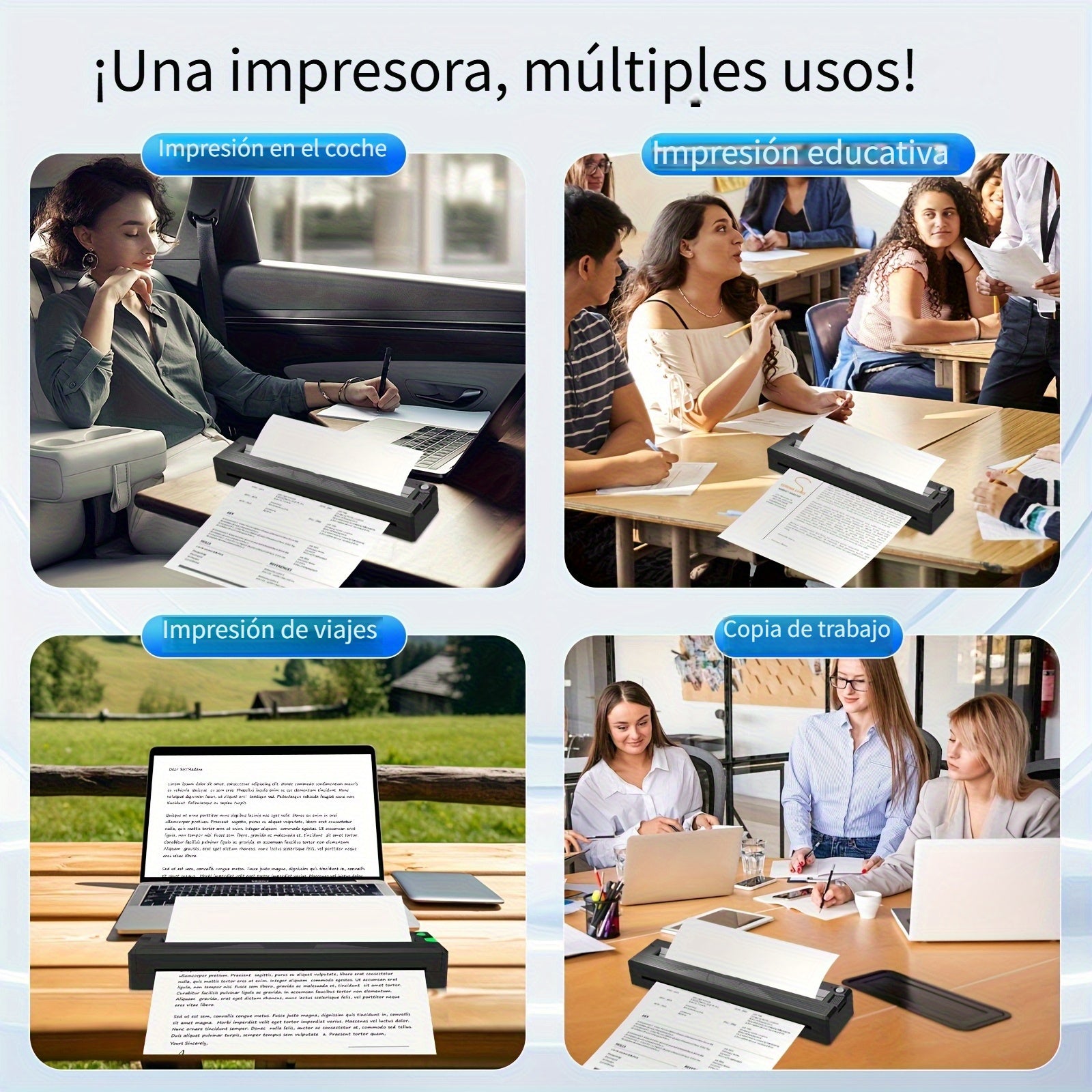Impresora térmica | Impresoras Portátiles Inalámbricas para Viajes, 2026 Nueva Versión Mejorada de Impresora Térmica Portátil Sin Tinta, Soporta