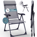 CASARIA® Sillas de Jardín Juego de 4 Plegables Ajustables en 7 Direcciones de Aluminio con Respaldo Alto Función Reclinable Silla de Camping Plegable para Balcón Silla Plegable Respaldo Alto